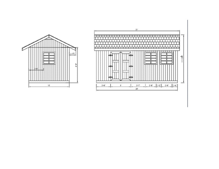 10x20 Shed Plans Pdf -  DIY Project - Gable Roof Design Backyard Utility House 10' x 20'