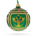 1912 Napoleonic Royal Green Glass Ball Christmas Ornament 3.25 Inches