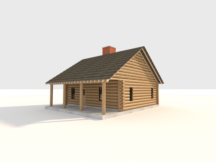 2 Bedroom Log Cabin Plans - DIY Vacation Home - 840 sq/ft - Build Your Own