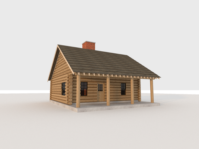 2 Bedroom Log Cabin Plans - DIY Vacation Home - 840 sq/ft - Build Your Own