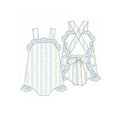 3.18 SR4123 Preorder Blue Small Flowers Print Ruffle Baby Girls Summer Backless Romper