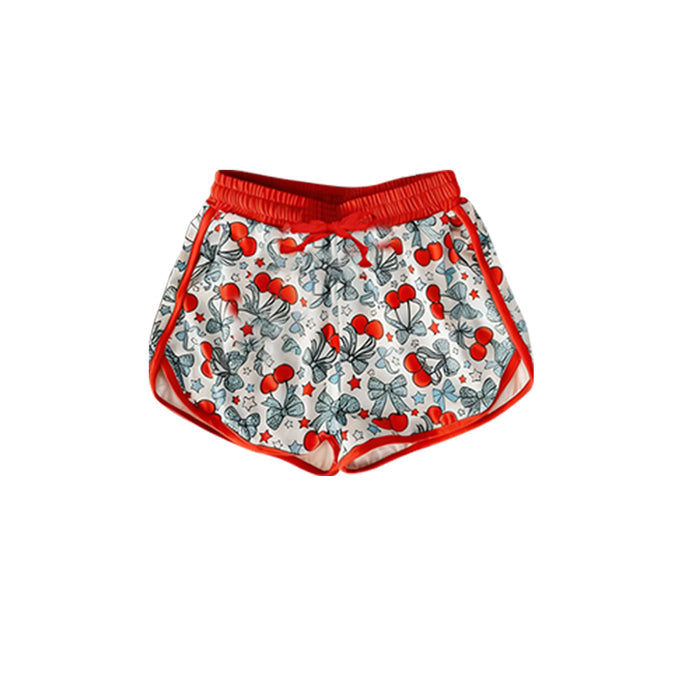 3.20 SS0872 Preorder Cherry Bows Stars Print Woman 4th of July Bottom Shorts