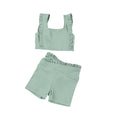 3.21 GSSO3621 Preorder Green Tank Top Shorts Girls Summer Ruffle Yoga Clothes Set