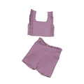 3.21 GSSO3622 Preorder Purple Tank Top Shorts Girls Summer Ruffle Yoga Clothes Set