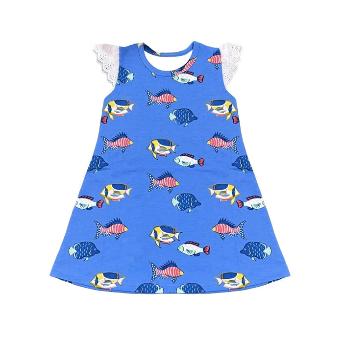 3.23 Baby Girls Fish Flutter Sleeve Dress Preorder