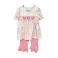 3.23 Baby Girls Pink Bow Short Sleeve Tunic Top with Pants Outfit Preorder