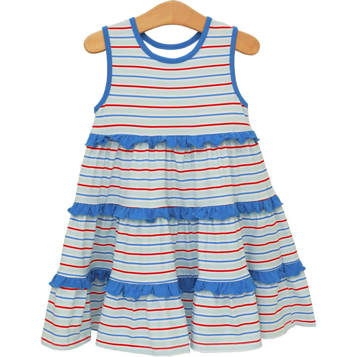 3.23  Baby Girls Striped Sleeveless Dress with Ruffle Preorder