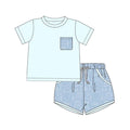 3.23 BSSO2004 Baby Boys Blue Top with Shorts Outfit For Beach
