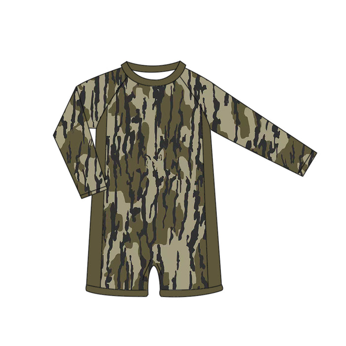 3.23  S0767 Dark Green Camo Long Sleeve One-piece Swimsuit Preorder