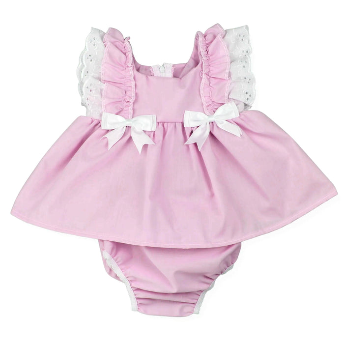 3.23 SR4145 Girls Pink Ruffle Sleeve Bubble Romper Preorder