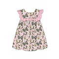 3.28 Girls Duck & Bow Print Ruffle Sleeve Dress – Pink Preorder