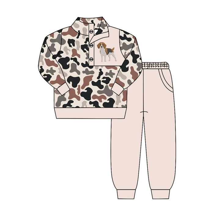 4.15 BLP1423 Preorder Dog Camo Pullover Top Pockets Pants Boys Clothes Set