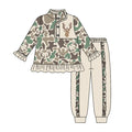 4.15 GLP3307 Preorder Deer Green Brown Camo Pullover Top Ruffle Pants Girls Clothes Set