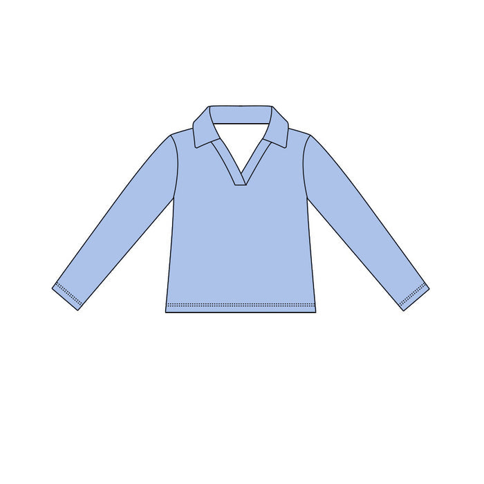 4.15  Kids Girls  Blue Active Long Sleeve Pullover Top Preorder