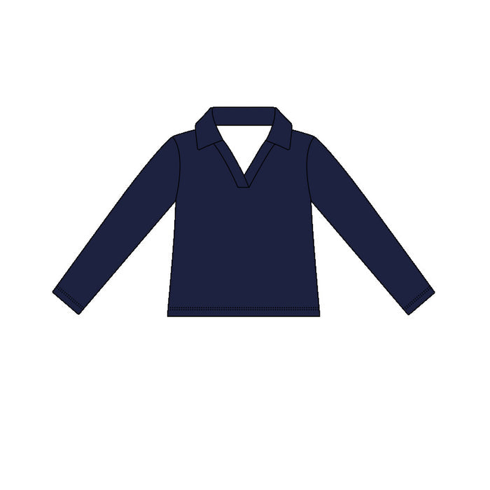 4.15  Kids Girls  navy Active Long Sleeve Pullover Top Preorder