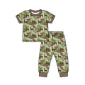 4.18 Toddler Boys Green Camo Outfit Hunting Deer Short Sleeve Top with Pants Pajama Set Preorder