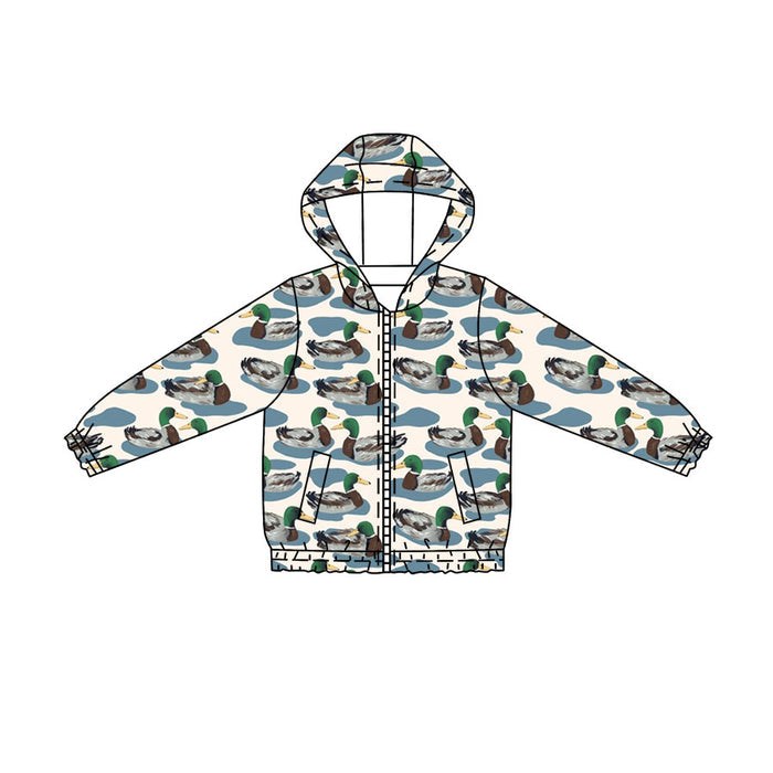 4.21 Boys Duck Print  Duck Full Zip Hooded Jacket - Preorder
