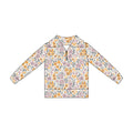 4.21 GT1649 Toddler Orange Pink Flowers Zipper Girls Long Sleeve Pullover Top Preorder