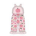 4.21 SR4219 Preorder Pumpkin Flowers Pink Baby Girls Strap Fall Jumpsuits