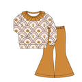 4.22 GLP3326 Preorder Flowers Pumpkin Top Bell Pants Girls Fall Clothes Set