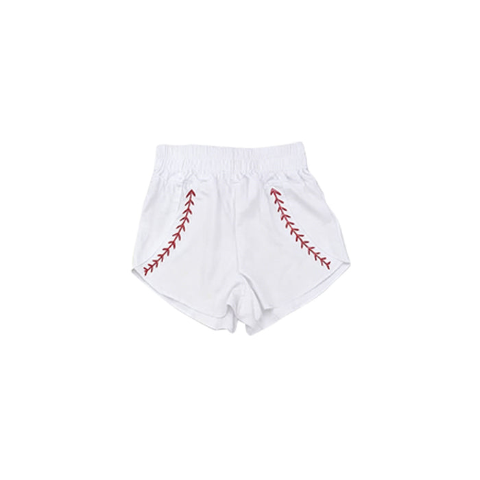 4.23  Kids Girls White Baseball Stitch Shorts Preorder