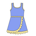 4.24 GSD4137 Preorder Blue & Yellow Girls Sleeveless Scallop Yoga Dress