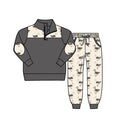 4.27 Boys Neutral Duck Print Outfit - Grey Quarter Zip Sweatshirt & Duck Jogger Pants Preorder