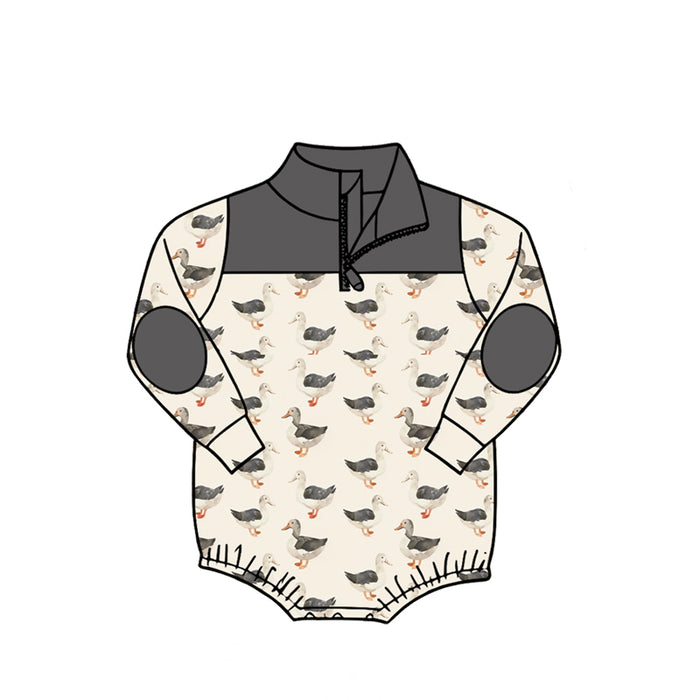 4.27 LR3054 Duck Grey Baby Boys Sweatshirt Zipper Romper Preorder