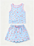 4.29 GSD4163 Shell Blue Vest Top Scallop Skirts Baby Girls Summer Clothes Set Preorder