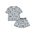 4.29 GSD4167 Grey Camo Short Sleeve Top Skirts Girls Scallop Outfits Preorder