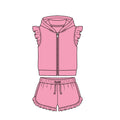 4.7 Bright Pastel Solid Color Flutter Sleeve Hoodie Top with Shorts Outfit Preorder