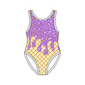 4.8 S0774 Preorder Purple Sprinkles Drip Print Girls 1 Piece Swimsuits