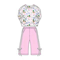 5.1 GLP3367 Duck Bows Flowers Top Pink Pants Girls Clothes Set Preorder
