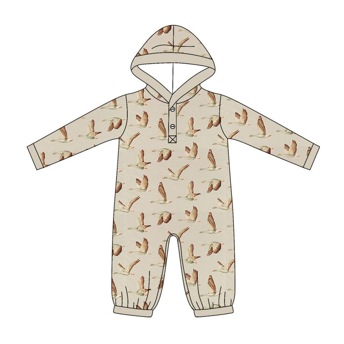 5.11 LR3072 Preorder Duck Print Baby Baby Hoodie Romper