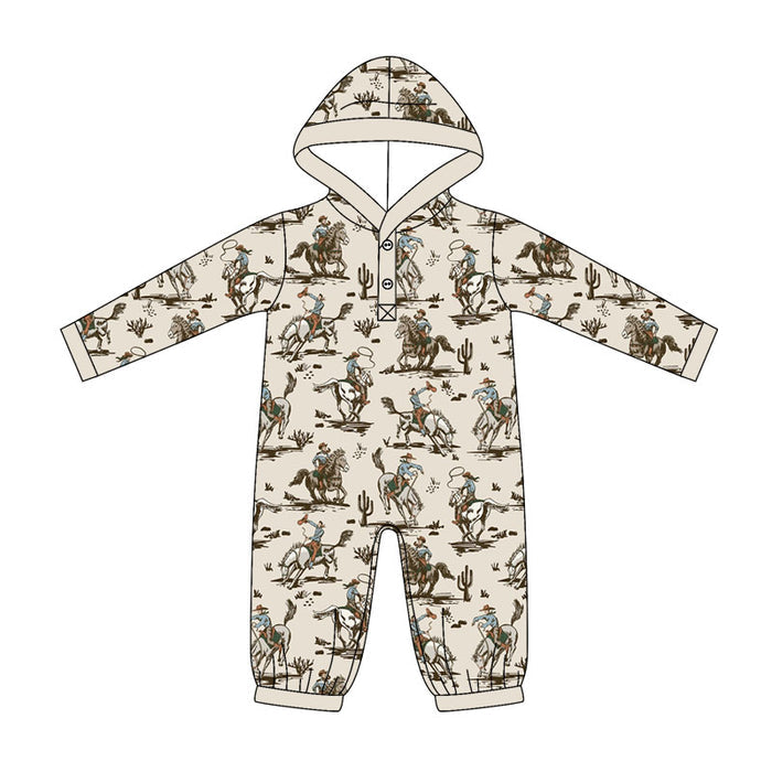 5.11 LR3077 Preorder Cowboy Cactus Print Baby Baby Hoodie Romper