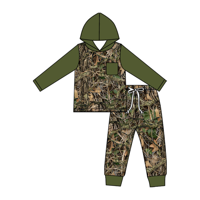 5.11 Toddler Boys Leaf Camouflage  Long Sleeve Hoodie Top with Jogger Outfit Preorder
