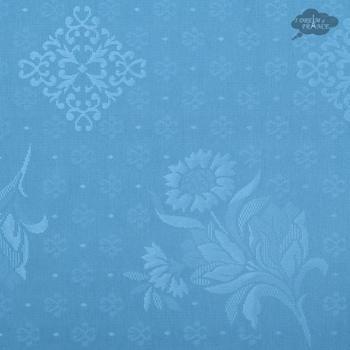 55x86" Moustiers Blue Matelassé Tablecloth - by Tissus Toselli - Made in France