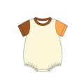 5.9 SR4272 Preorder Brown Orange Ivory Patchwork Baby Summer Cotton Romper