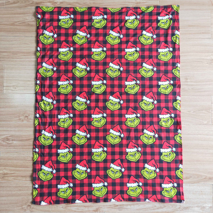 6 B6-18 Green Frog Red Checkered Print Baby Christmas Blanket