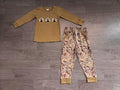 6.19 Baby Boys Thanksgiving Turkey Green Camo Long Sleeve Top with Pants Outfit Preorder