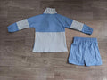 6.19 GLS0111 Preorder Blue Stripes Print Zipper Top Shorts Girls Yoga Clothes Set