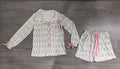 6.19 GLS0114 Preorder Christmas Tree Blue Long Sleeve Top Pockets Shorts Woman Pajamas Clothes Set