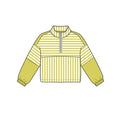 6.19 GT1722 Preorder Matcha Yellow Stripes Print Girls Long Sleeve Zipper Pullover Yoga Top