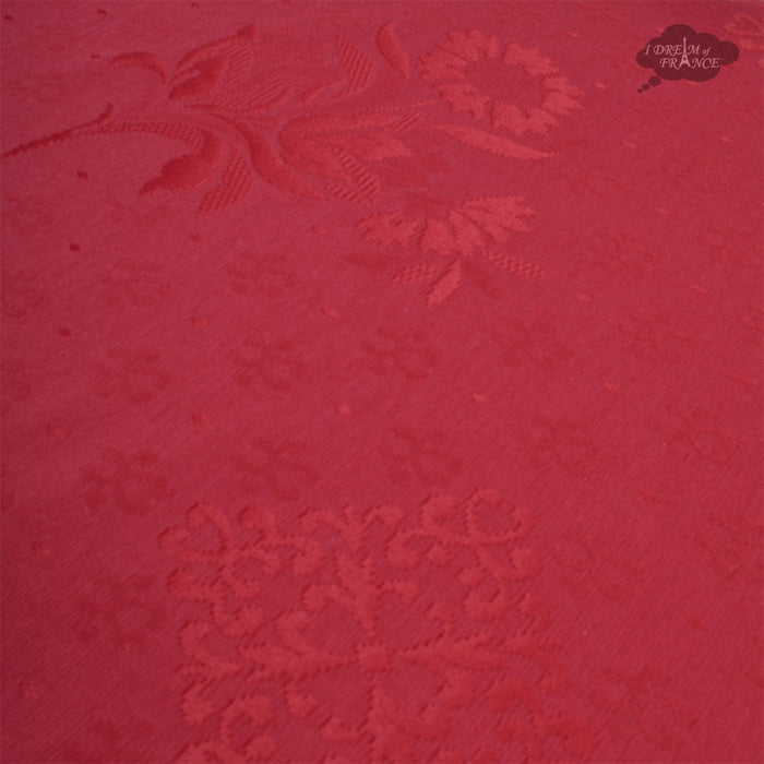 62" Square Poppies Yellow & Red Matelassé Tablecloth by Tissus Toselli
