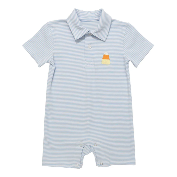 6.29 Preorder Baby Boys Candy Corn Striped Short Sleeve Polo Shirt Romper