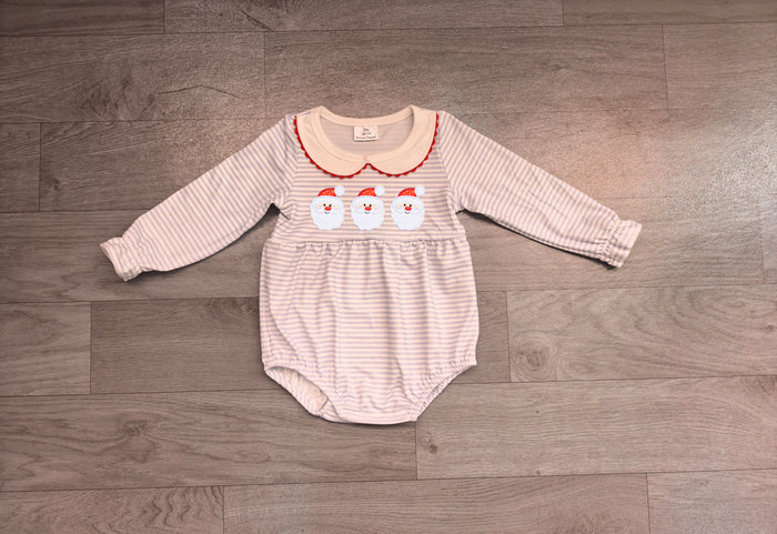 6.29 Preorder Baby Girls Christmas Santa Long Sleeve Bubble Romper