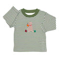 6.29 Preorder BT1871 Baby Biys Fall Dog Green Striped Long Sleeve Top