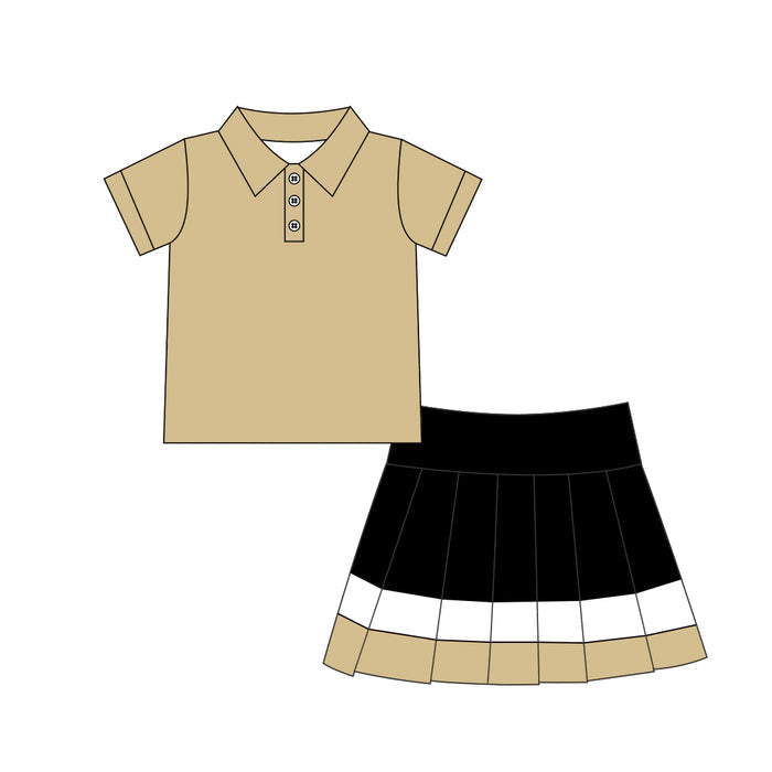 6.29 Preorder Kids Girls Khaki Polo Top with Skort Active Outfit