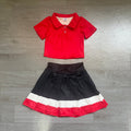 6.29 Preorder Kids Girls Red Polo Top with Black Skort Active Outfit