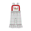 6.29 SR4282 Preorder Green Frog Plaid Baby Girls Strap Christmas Jumpsuits